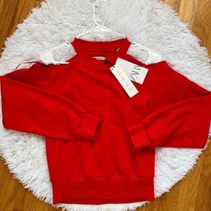 Red cut out sweatshirt